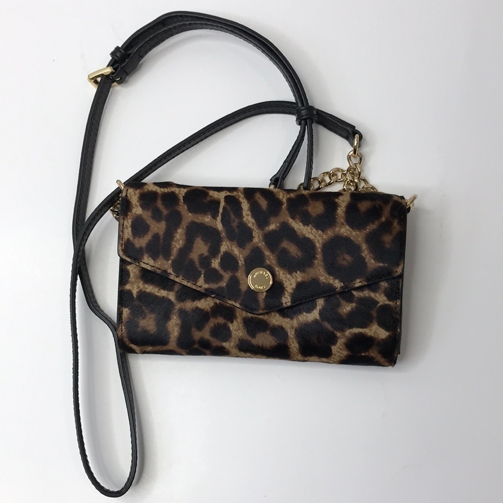 MICHAEL MICHAEL KORS Brown Printed Haircalf Phone Crossbody